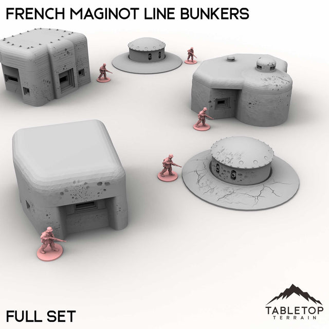 Tabletop Terrain Building Full Set / 32mm French Maginot Line Bunkers