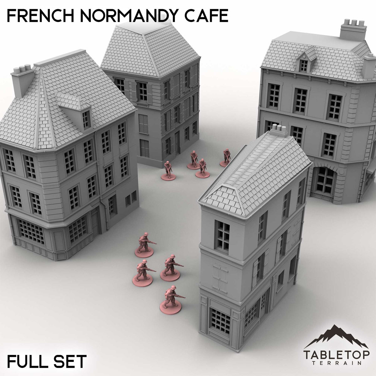 Tabletop Terrain Building Full Set / 32mm French Normandy Corner Buildings