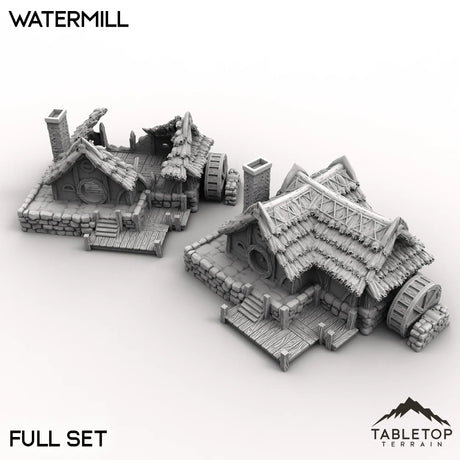 Tabletop Terrain Building Full Set / 32mm Halfling Village Watermill