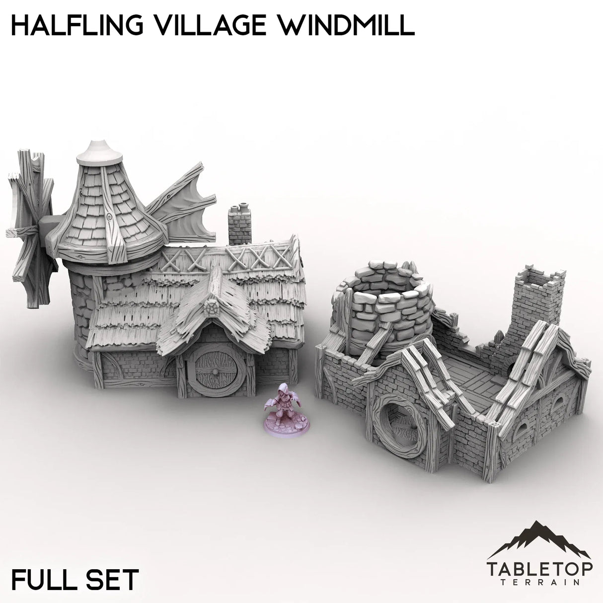 Tabletop Terrain Building Full Set / 32mm Halfling Village Windmill