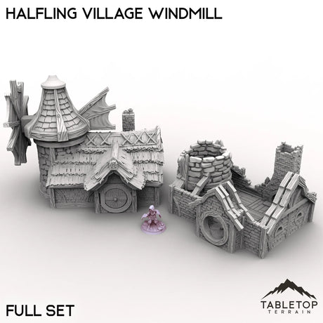 Tabletop Terrain Building Full Set / 32mm Halfling Village Windmill