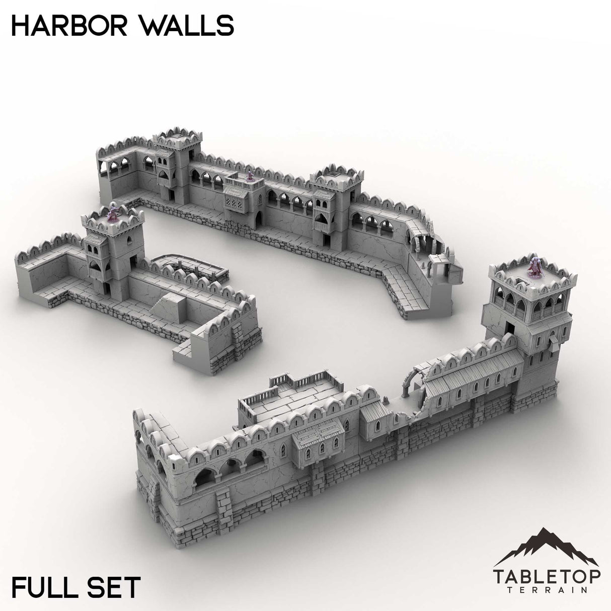 Tabletop Terrain Building Full Set / 32mm Harbor Walls