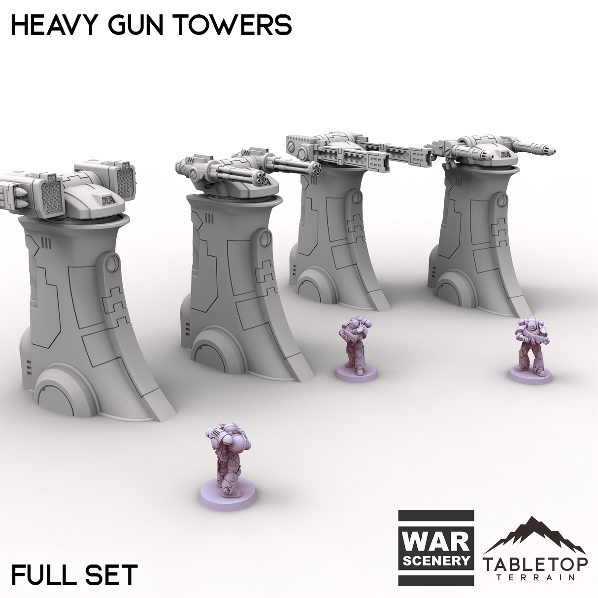 Tabletop Terrain Building Full Set / 32mm Heavy Gun Towers