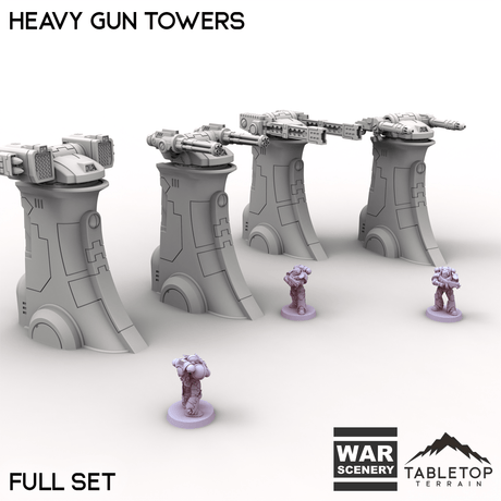 Tabletop Terrain Building Full Set / 32mm Heavy Gun Towers