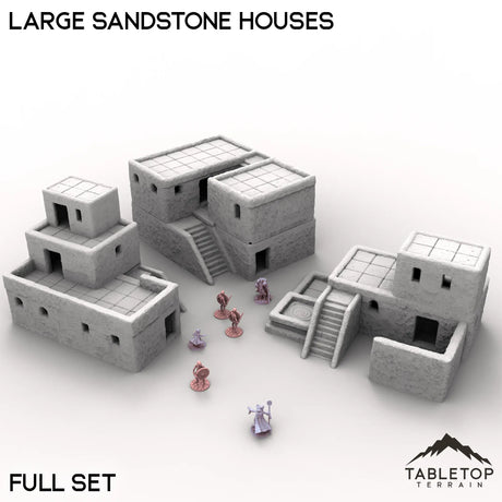 Tabletop Terrain Building Full Set / 32mm Large Sandstone Houses
