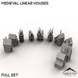 Tabletop Terrain Building Full Set / 32mm Medieval Linear Houses