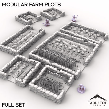 Tabletop Terrain Building Full Set / 32mm Modular Farm Plots