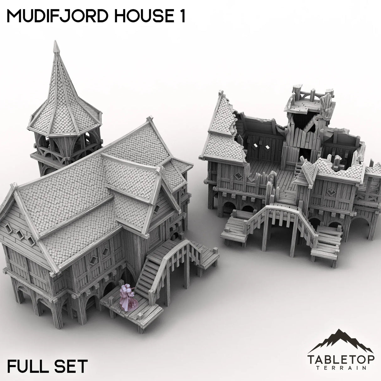 Tabletop Terrain Building Full Set / 32mm Mudifjord House 1