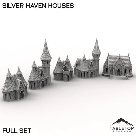 Tabletop Terrain Building Full Set / 32mm Silver Haven Houses