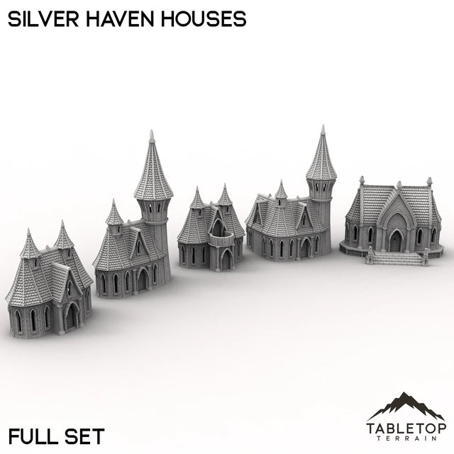 Tabletop Terrain Building Full Set / 32mm Silver Haven Houses