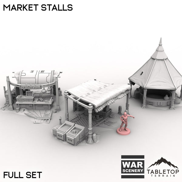 Tabletop Terrain Building Full Set / 40mm Market Stalls
