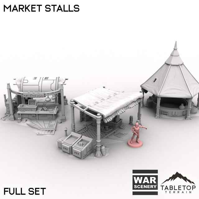 Tabletop Terrain Building Full Set / 40mm Market Stalls