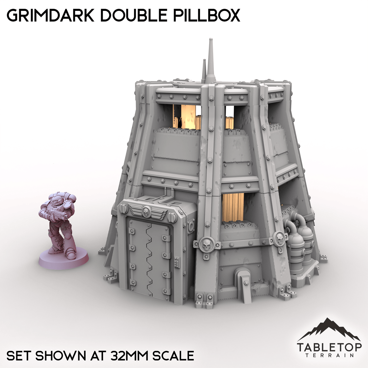 Tabletop Terrain Building Grimdark Double Pillbox
