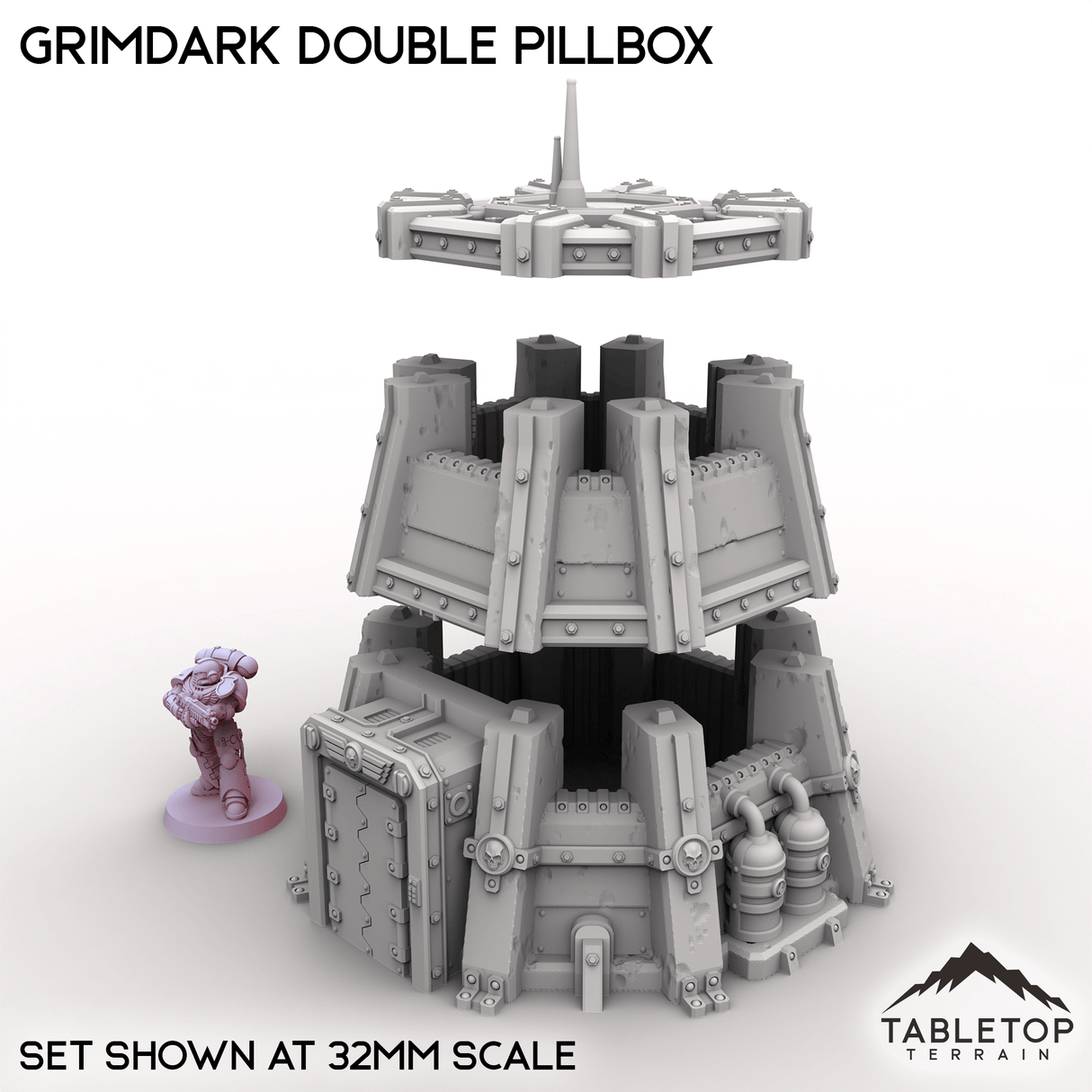 Tabletop Terrain Building Grimdark Double Pillbox