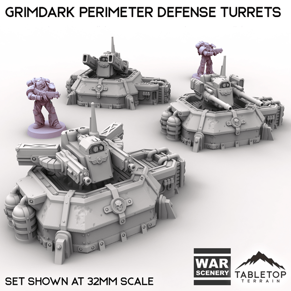 Tabletop Terrain Building Grimdark Perimeter Defense Turrets