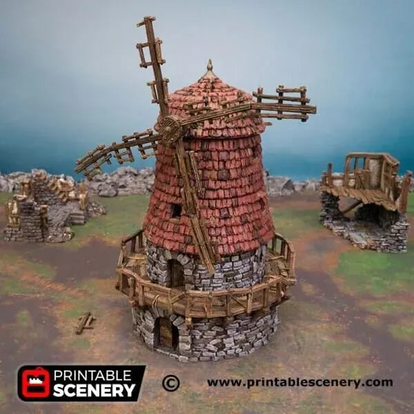 Tabletop Terrain Building Haunted Windmill - Fantasy Building