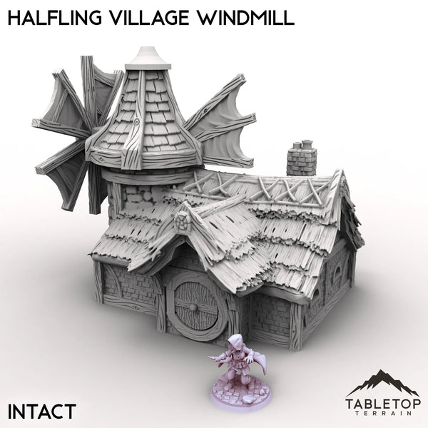 Tabletop Terrain Building Intact / 32mm Halfling Village Windmill