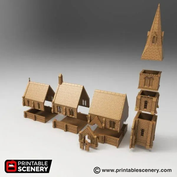 Tabletop Terrain Building Medieval Church - WWII Building