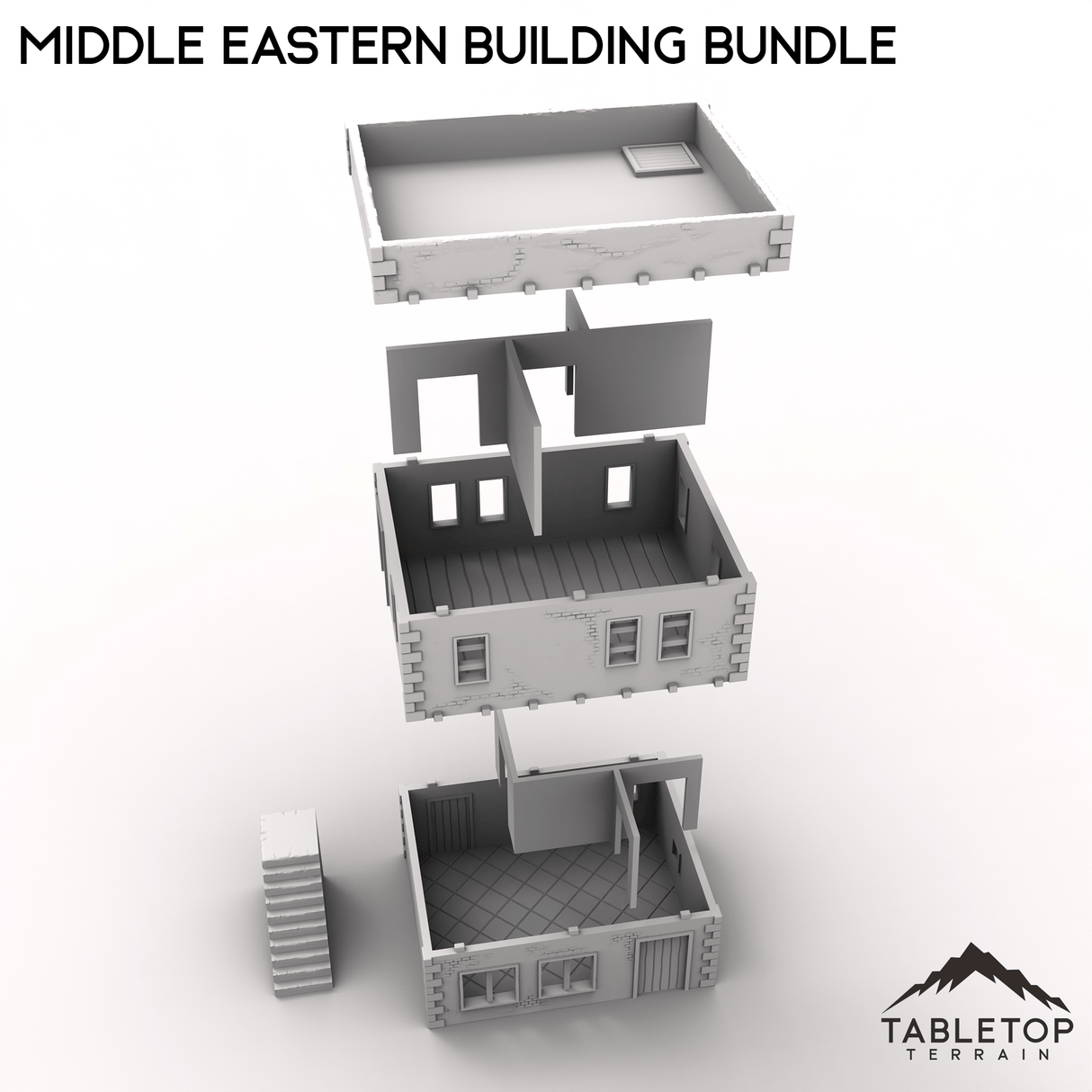 Tabletop Terrain Building Middle Eastern Building Bundle - Modern Warfare