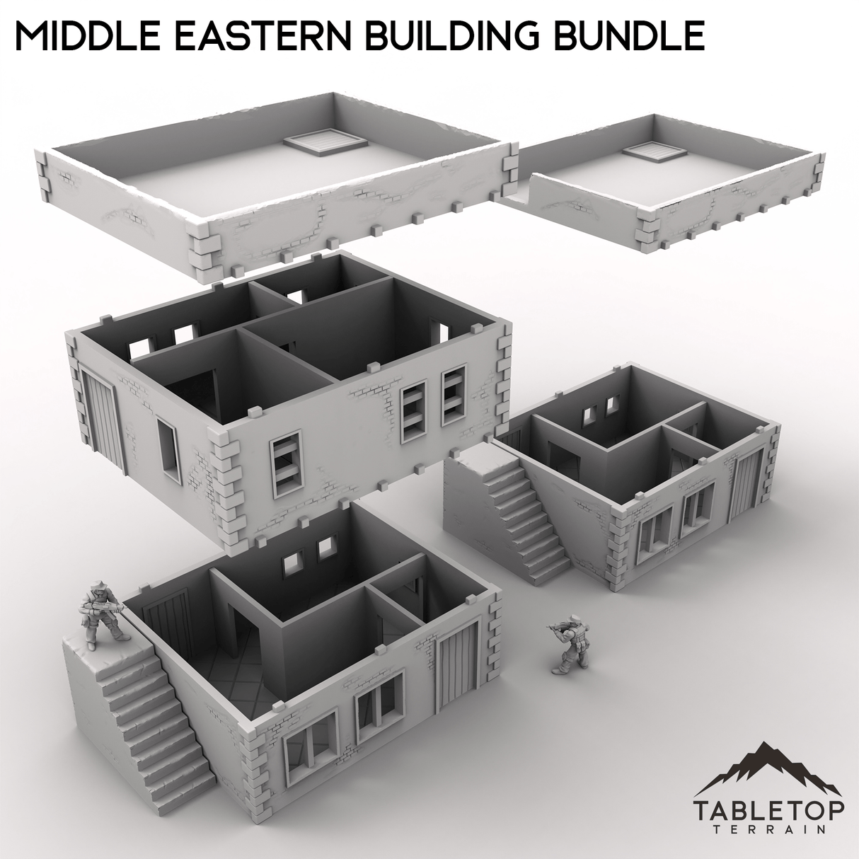 Tabletop Terrain Building Middle Eastern Building Bundle - Modern Warfare