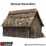 Tabletop Terrain Building Norman Stone Barn - Country & King - Fantasy Historical Building