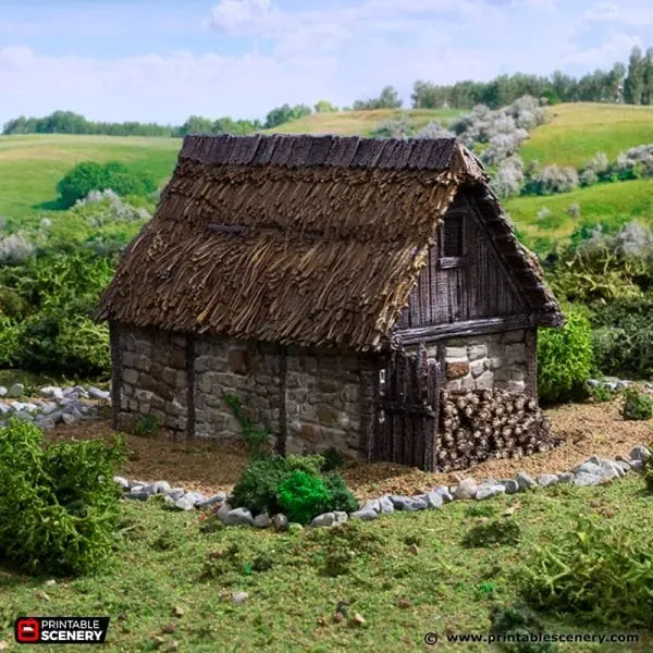 Tabletop Terrain Building Norman Stone Barn - Country & King - Fantasy Historical Building