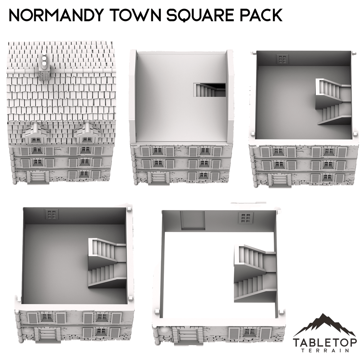 Tabletop Terrain Building Normandy Town Square Pack