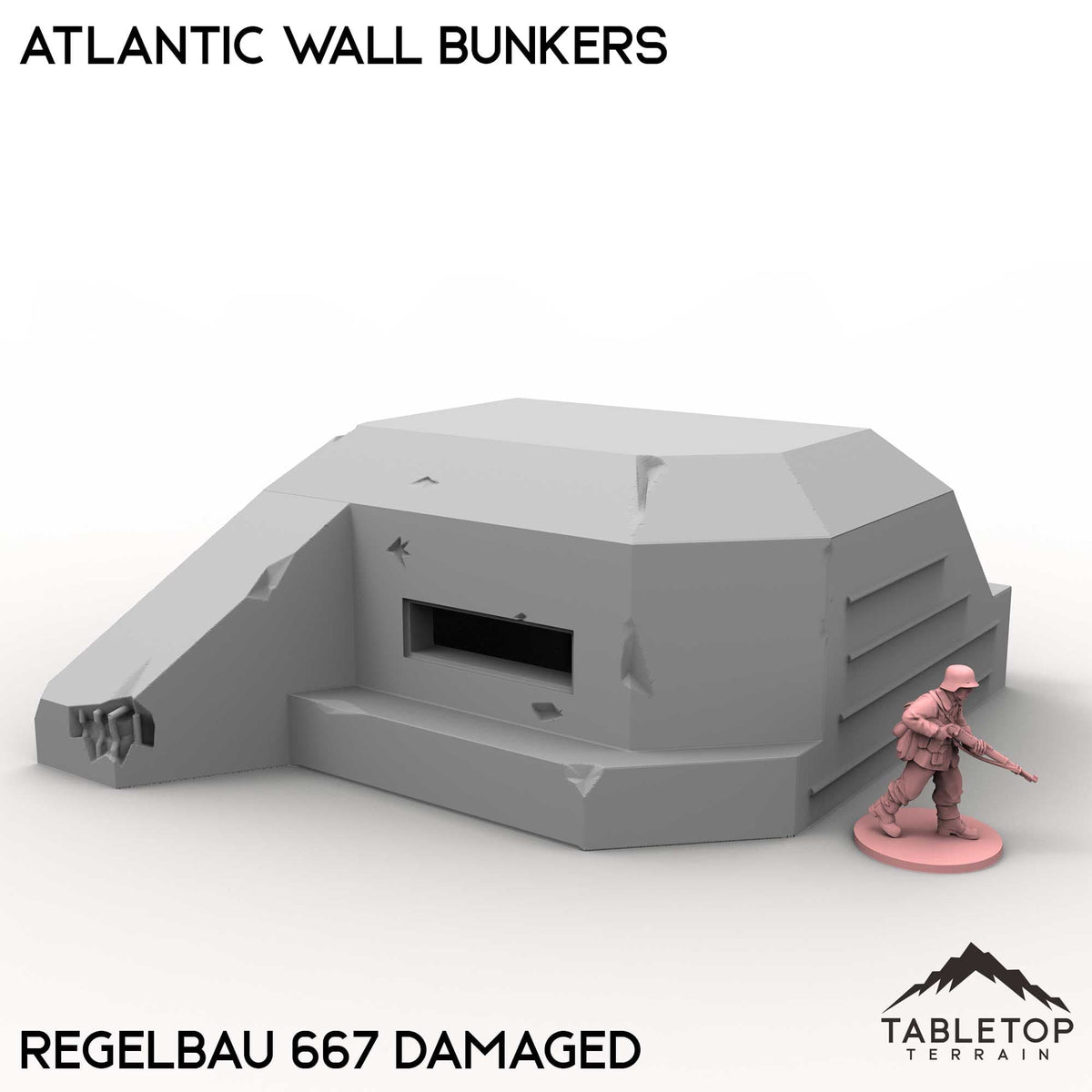 Tabletop Terrain Building Regelbau 667 Damaged / 32mm Atlantic Wall Bunkers