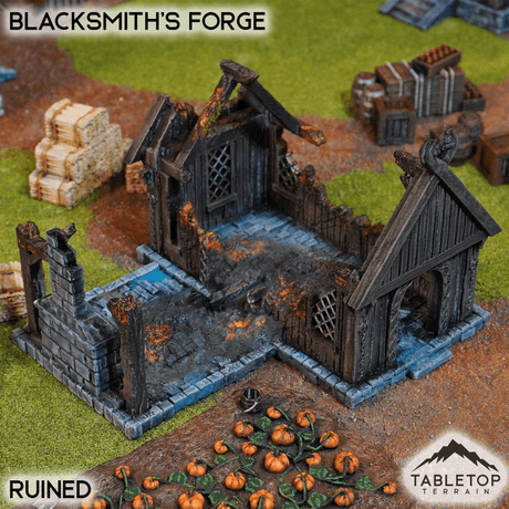 Tabletop Terrain Building Ruined / 32mm Blacksmith's Forge - Kingdom of Saxonia