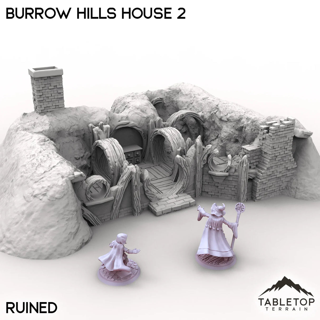 Tabletop Terrain Building Ruined / 32mm Burrow Hills House 2