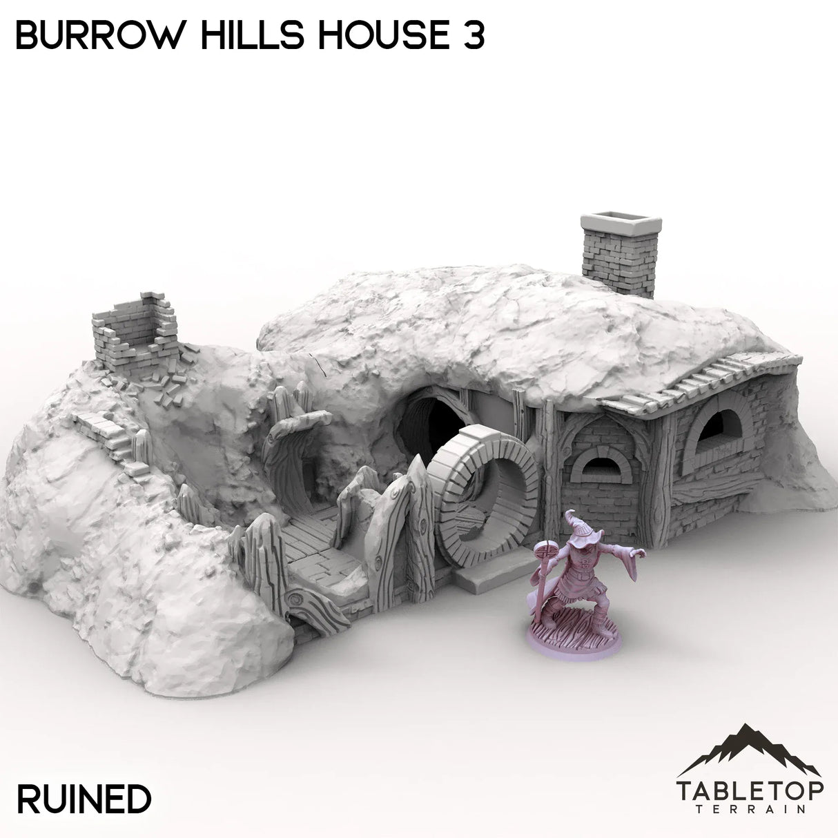 Tabletop Terrain Building Ruined / 32mm Burrow Hills House 3