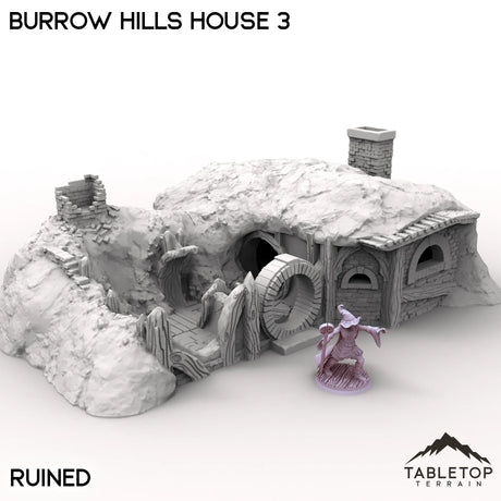 Tabletop Terrain Building Ruined / 32mm Burrow Hills House 3