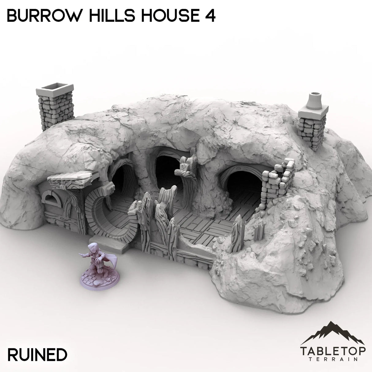 Tabletop Terrain Building Ruined / 32mm Burrow Hills House 4