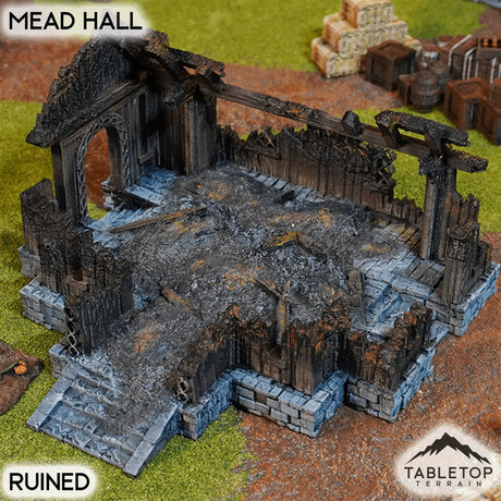 Tabletop Terrain Building Ruined / 32mm Mead Hall - Kingdom of Saxonia