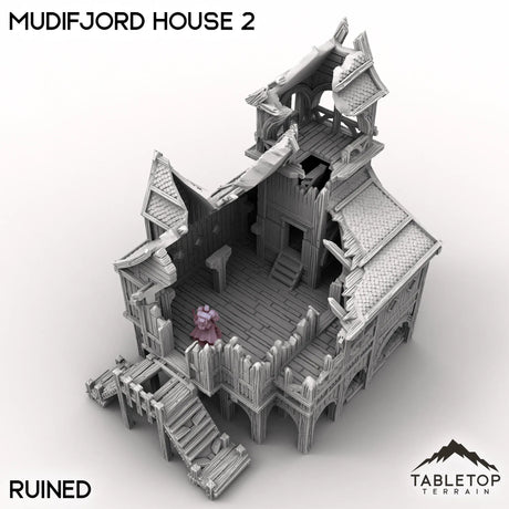 Tabletop Terrain Building Ruined / 32mm Mudifjord House 2