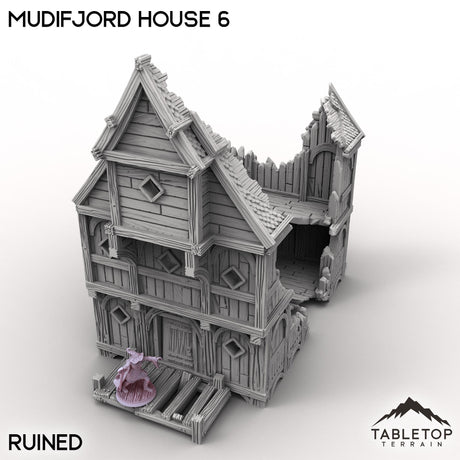 Tabletop Terrain Building Ruined / 32mm Mudifjord House 6