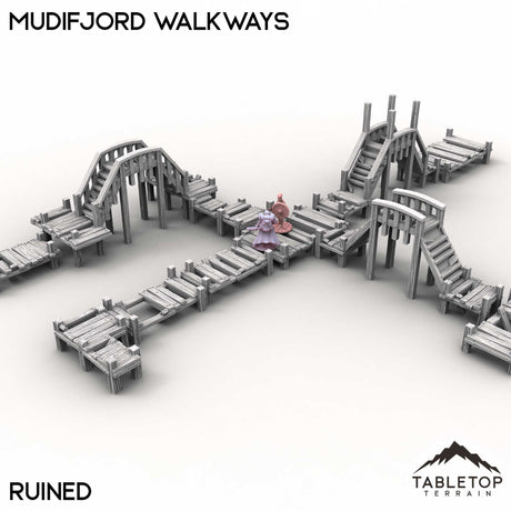 Tabletop Terrain Building Ruined / 32mm Mudifjord Walkways