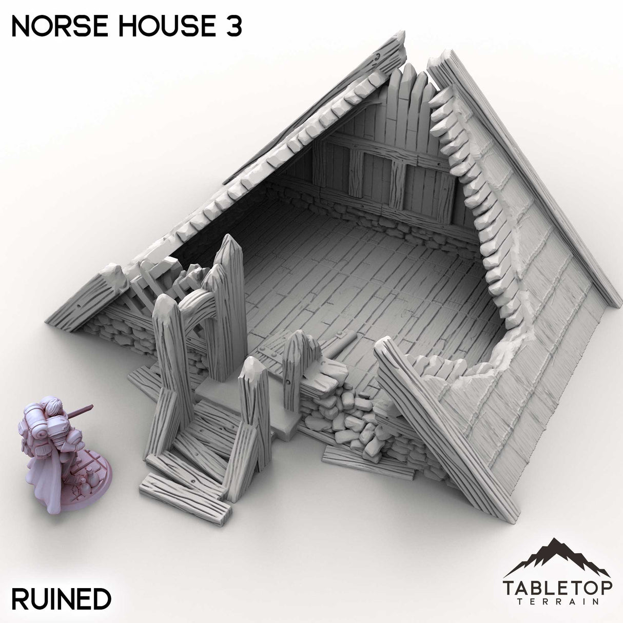 Tabletop Terrain Building Ruined / 32mm Norse House 3