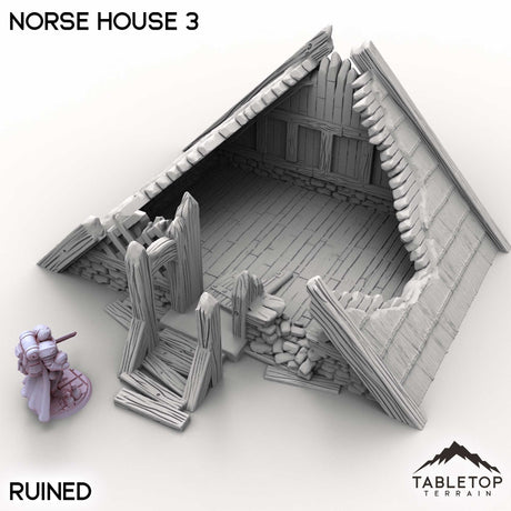 Tabletop Terrain Building Ruined / 32mm Norse House 3
