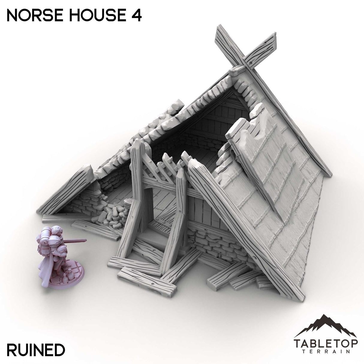 Tabletop Terrain Building Ruined / 32mm Norse House 4