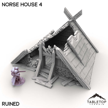 Tabletop Terrain Building Ruined / 32mm Norse House 4