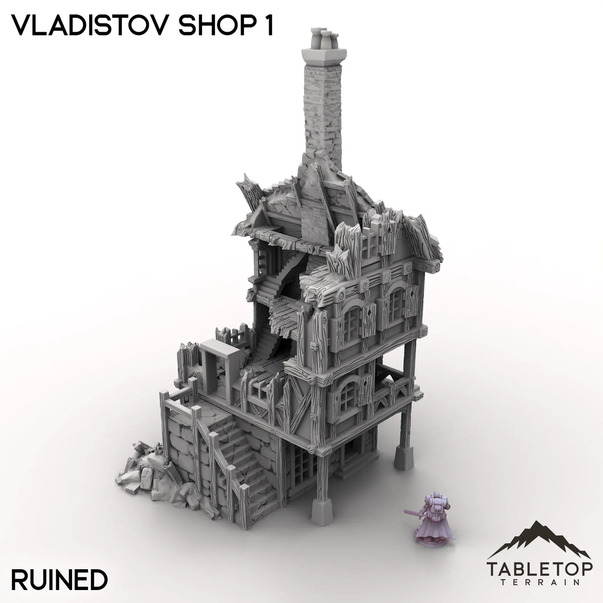 Tabletop Terrain Building Ruined / 32mm Vladistov Shop 1
