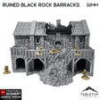 Tabletop Terrain Building Ruined Black Rock Barracks - Country & King - Fantasy Historical Ruins