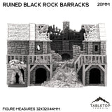 Tabletop Terrain Building Ruined Black Rock Barracks - Country & King - Fantasy Historical Ruins
