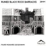 Tabletop Terrain Building Ruined Black Rock Barracks - Country & King - Fantasy Historical Ruins