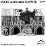 Tabletop Terrain Building Ruined Black Rock Barracks - Country & King - Fantasy Historical Ruins
