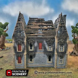 Tabletop Terrain Building Ruined Chateau - WWII Building