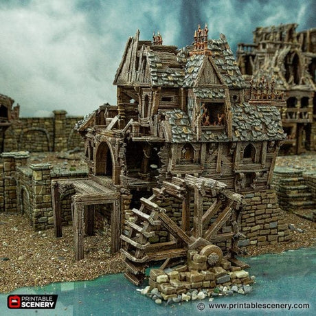 Tabletop Terrain Building Ruined City Watermill