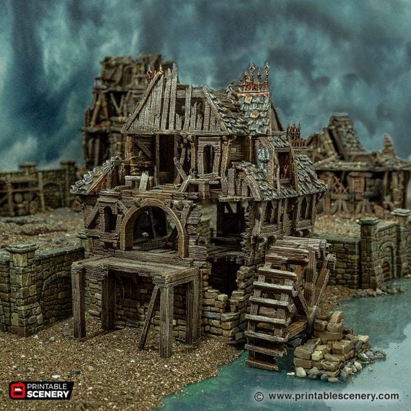 Tabletop Terrain Building Ruined City Watermill