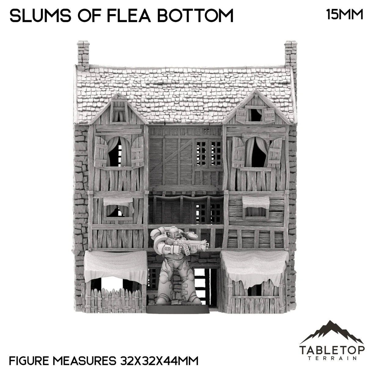 Tabletop Terrain Building Slums of Flea Bottom - Country & King - Fantasy Historical Building